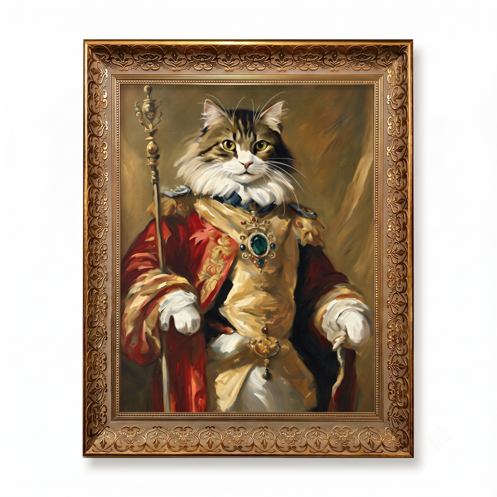 PHABULS Custom Pet Portrait Framed, Royal Renaissance Dog & Cat Art