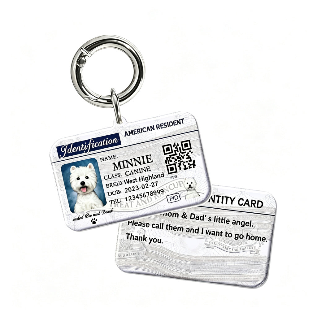 PHABULS Personalized Pet ID Tag with Photo & QR Code, Custom Novelty Dog Identity Card, Double-Sided Acrylic Cat Tag with Name, Breed and Contact Info, No-Jingle Lightweight Collar Charm