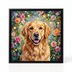 PHABULS Framed Custom Pet Portrait, Floral Fairytale Impasto Oil Painting