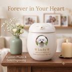 PHABULS Custom Pet Urn for Ashes Ceramic Dog Cat Memorial with Photo