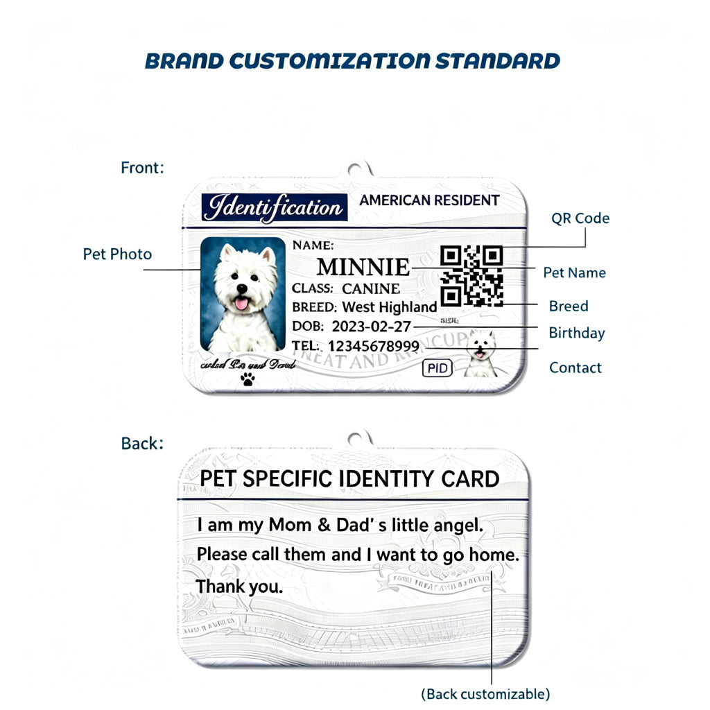 PHABULS Personalized Pet ID Tag with Photo & QR Code, Custom Novelty Dog Identity Card, Double-Sided Acrylic Cat Tag with Name, Breed and Contact Info, No-Jingle Lightweight Collar Charm