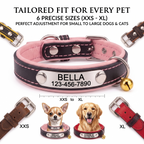 PHABULS Custom Leather Dog Collar, Adjustable Engraved ID Nameplate