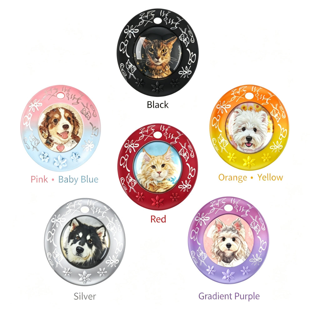 PHABULS Smart Pet Tracker Tag with Adjustable Collar, Apple Find My, Custom Painted ID