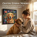 PHABULS Framed Custom Pet Portrait, Floral Fairytale Impasto Oil Painting