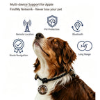 PHABULS Smart Pet Tracker Tag with Adjustable Collar, Apple Find My, Custom Painted ID