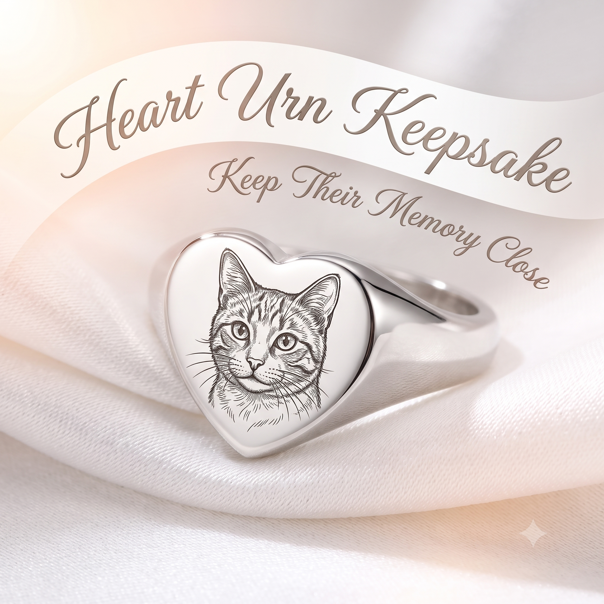 PHABULS Custom Hand-Drawn Pet Portrait Memorial Ring for Dog Cat Lovers
