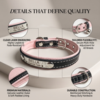 PHABULS Custom Leather Dog Collar, Adjustable Engraved ID Nameplate