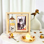 PHABULS Rotating Pet Memorial Frame with Hair Keepsake Jar & Light