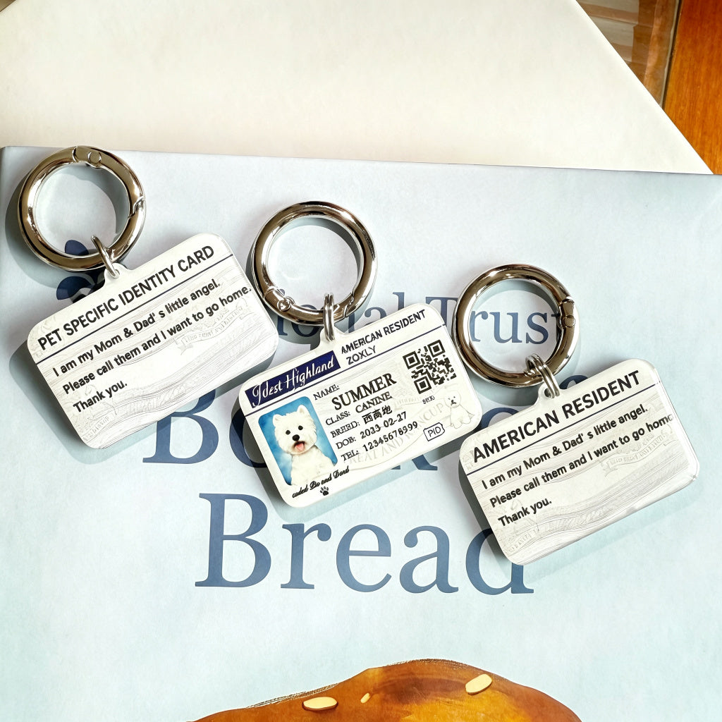 PHABULS Personalized Pet ID Tag with Photo & QR Code, Custom Novelty Dog Identity Card, Double-Sided Acrylic Cat Tag with Name, Breed and Contact Info, No-Jingle Lightweight Collar Charm