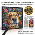 PHABULS Framed Custom Pet Portrait, Floral Fairytale Impasto Oil Painting