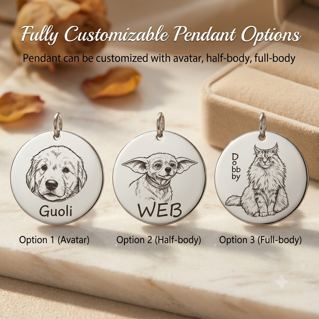 PHABULS Custom Hand-Drawn Pet Portrait Memorial Ring for Dog Cat Lovers