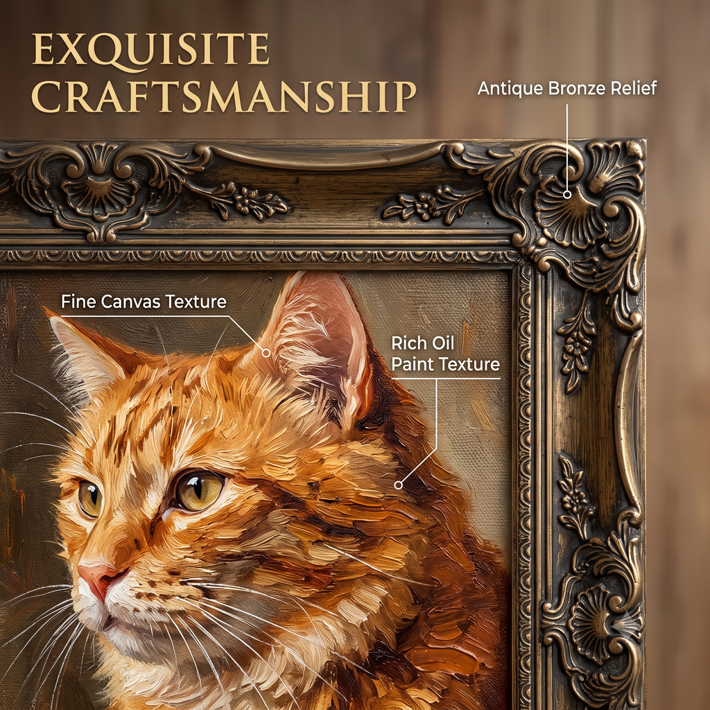 PHABULS Custom Pet Portrait Framed, Royal Renaissance Dog & Cat Art