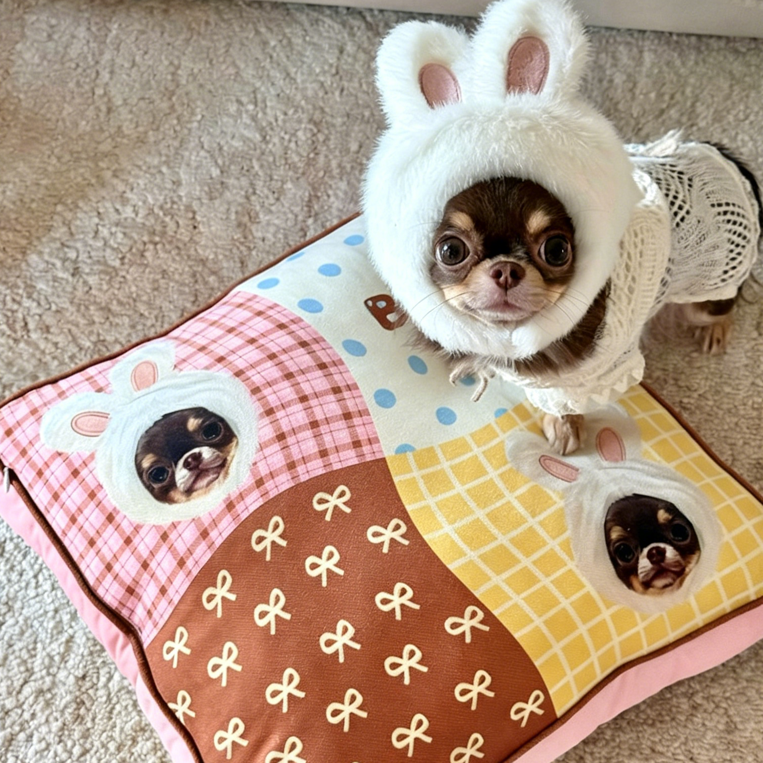 PHABULS Custom Pet Pillow with Insert, Hand-Drawn Portrait