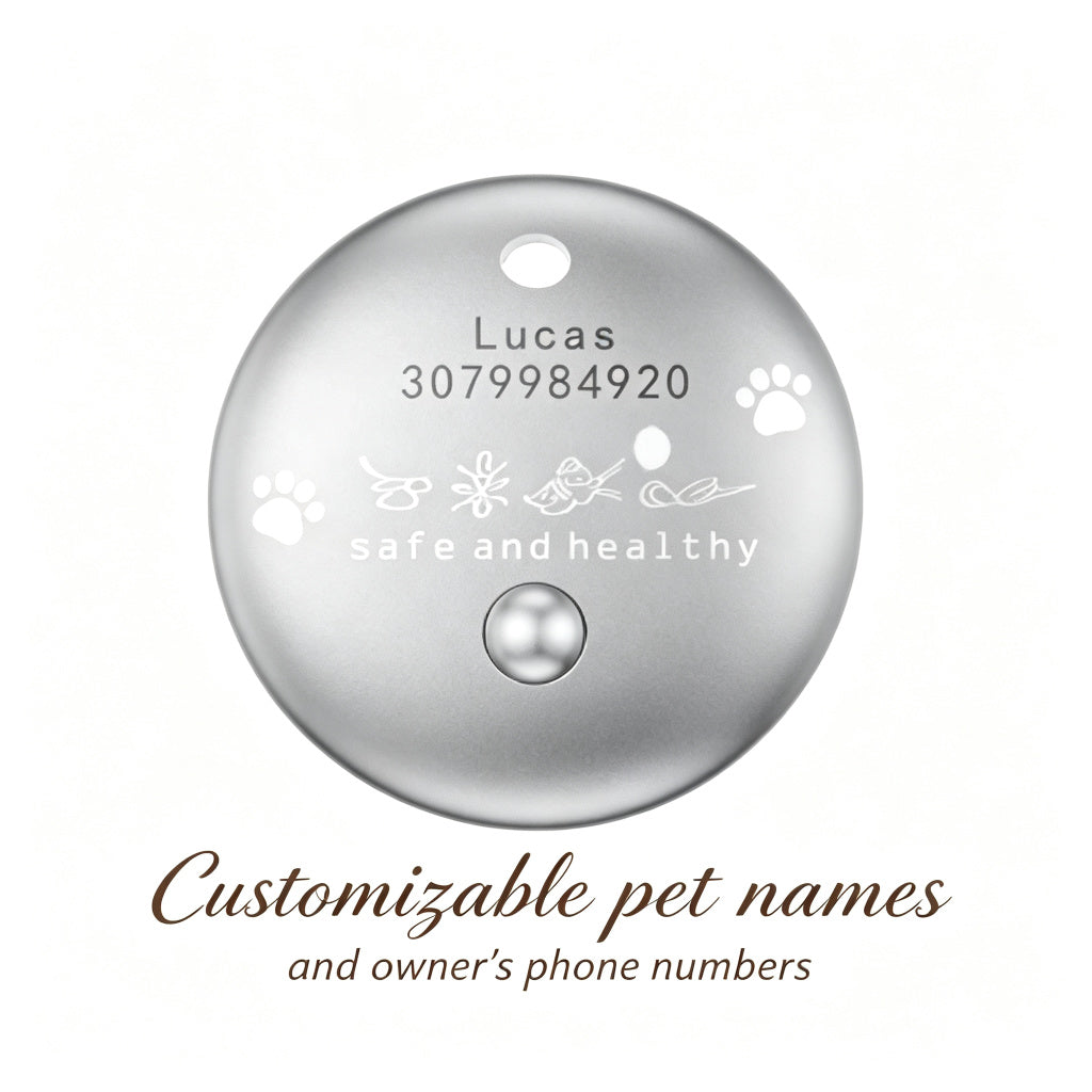 PHABULS Smart Pet Tracker Tag with Adjustable Collar, Apple Find My, Custom Painted ID