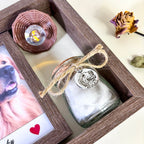 Personalized Pet Memorial Photo Frame with Hair Keepsake Jar, Custom Rotating Dog & Cat Loss Sympathy Gift, Wooden Picture Frame with Warm Light & Engraved Fur Bottle for Pet Remembrance