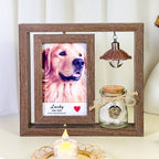PHABULS Rotating Pet Memorial Frame with Hair Keepsake Jar & Light