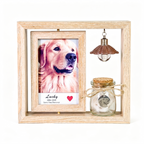 PHABULS Rotating Pet Memorial Frame with Hair Keepsake Jar & Light