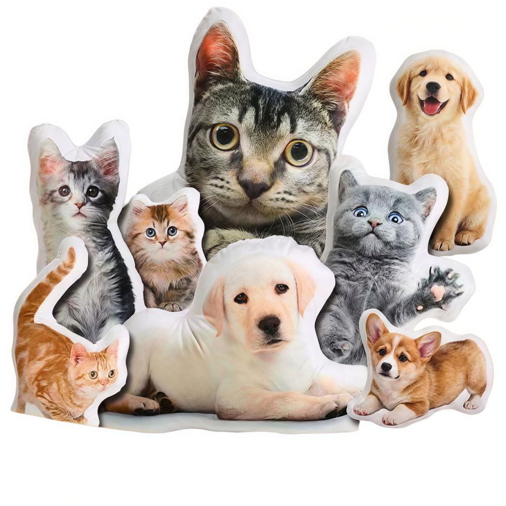 Custom Pet Pillow from Photo, Double-Sided 3D Shaped Picture Plush Animal