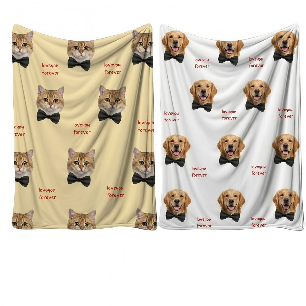 Custom Blanket with Picture, Personalized Pet Photo Face Throw