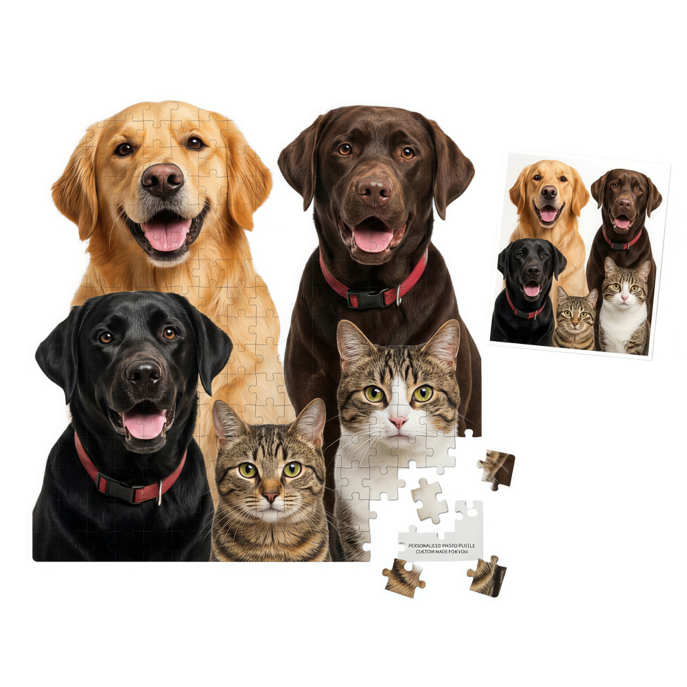 Custom Wooden Pet Photo Puzzle, Personalized Jigsaw 120 300 Pieces