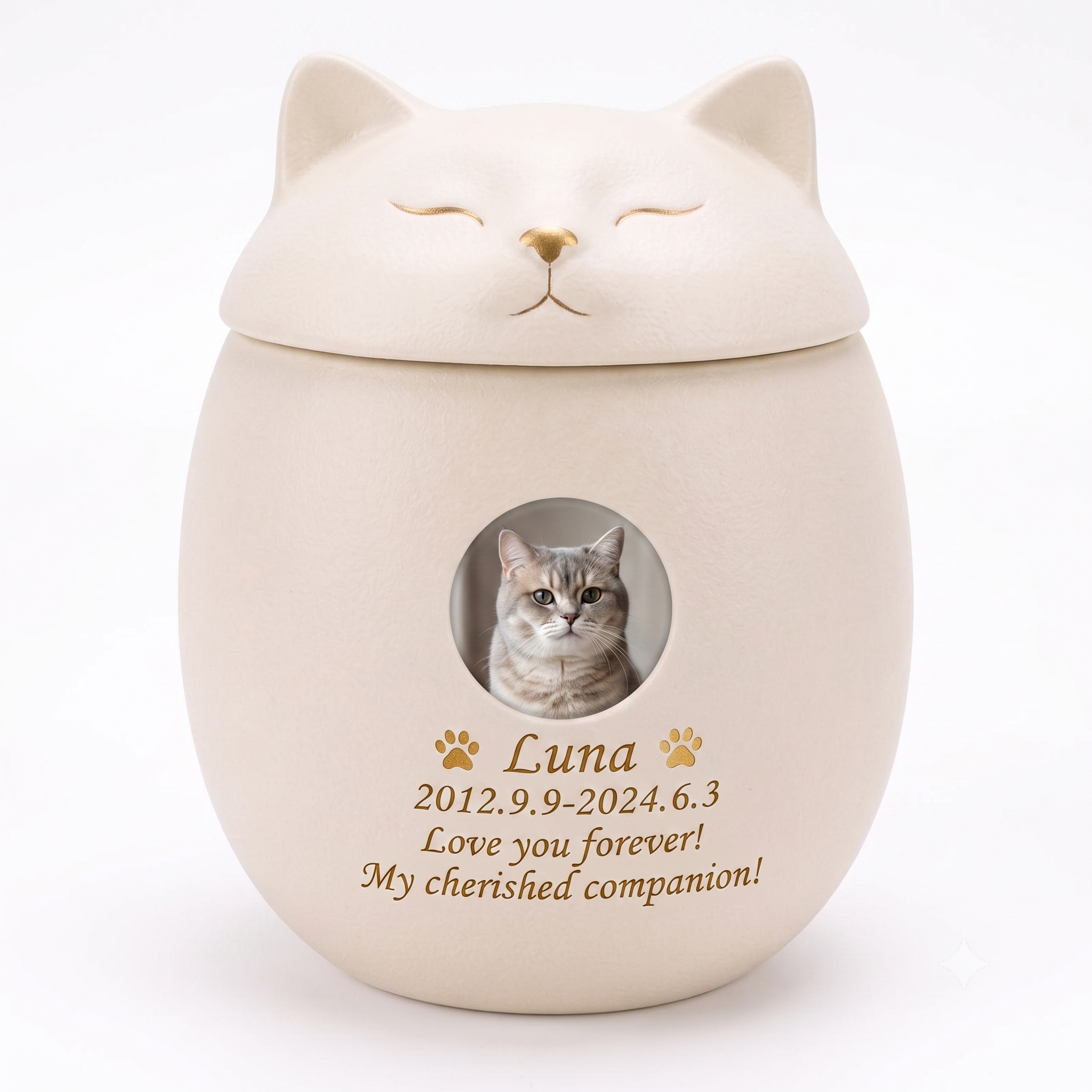 PHABULS Custom Pet Urn for Ashes Ceramic Dog Cat Memorial with Photo