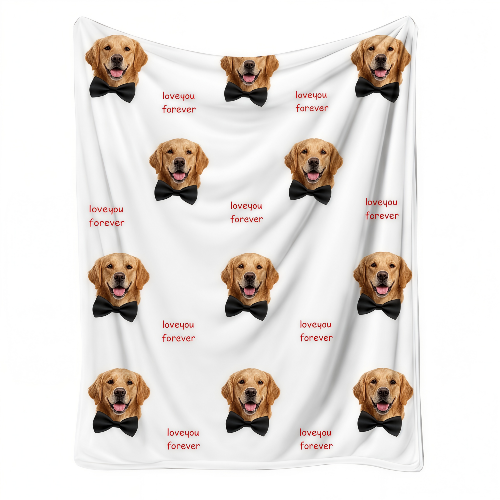 Custom Blanket with Picture, Personalized Pet Photo Face Throw