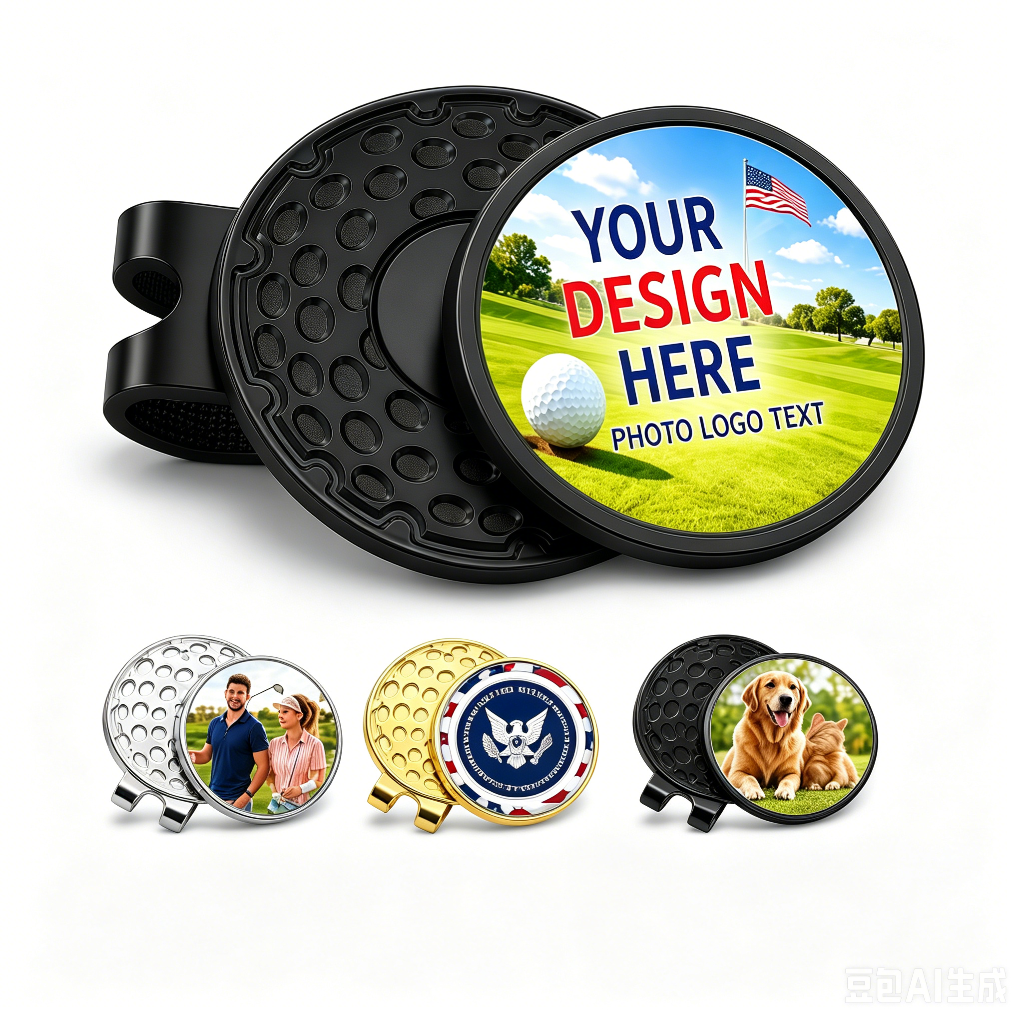 Personalized Golf Ball Marker with Magnetic Hat Clip, Custom Photo Logo Text Ball Marker, Zinc Alloy Golf Marker Hat Clip, Golf Accessories Gift for Men Women