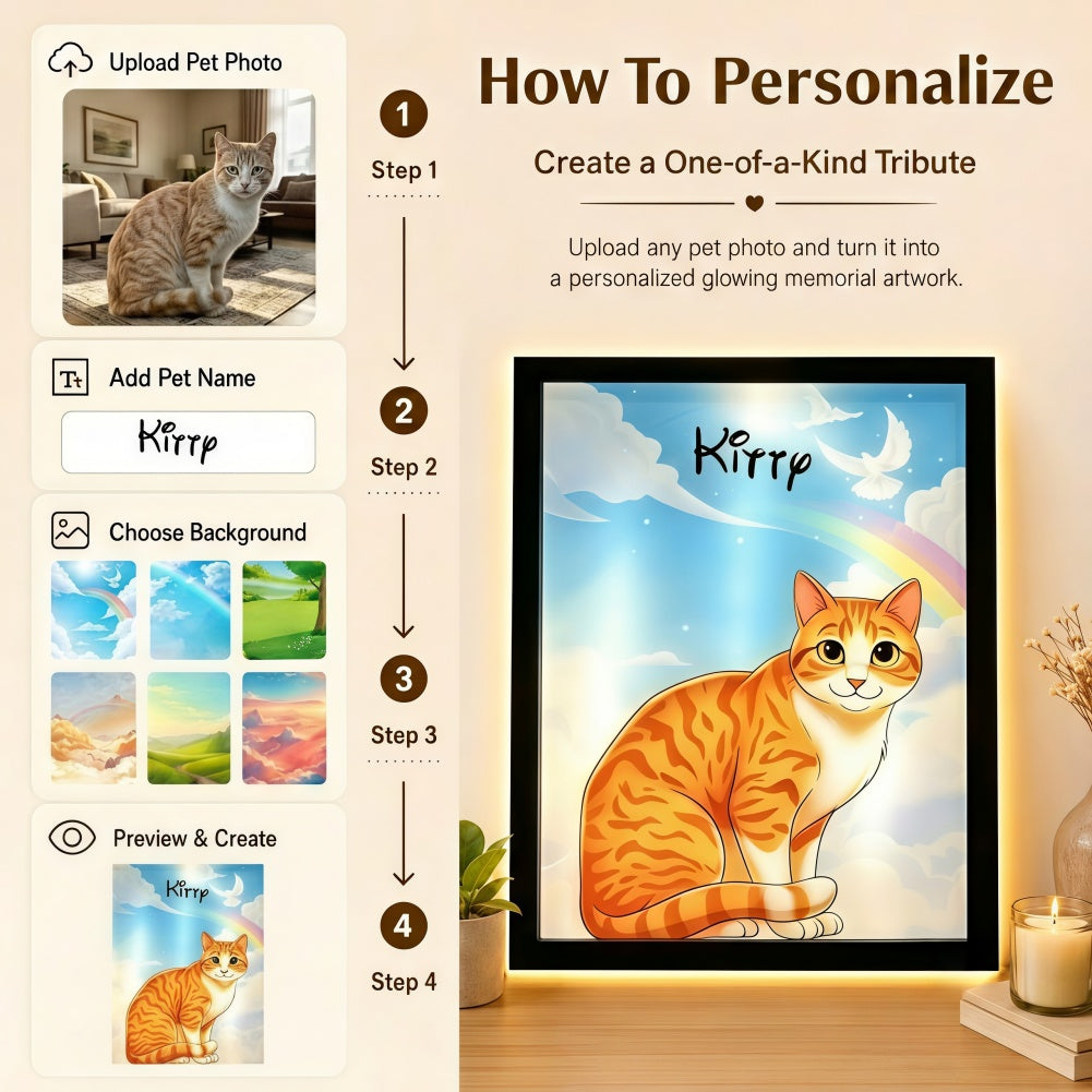 Custom Pet Portrait LED Picture Frame, Light Up Personalized Photo