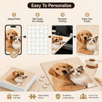 Custom Wooden Pet Photo Puzzle, Personalized Jigsaw 120 300 Pieces