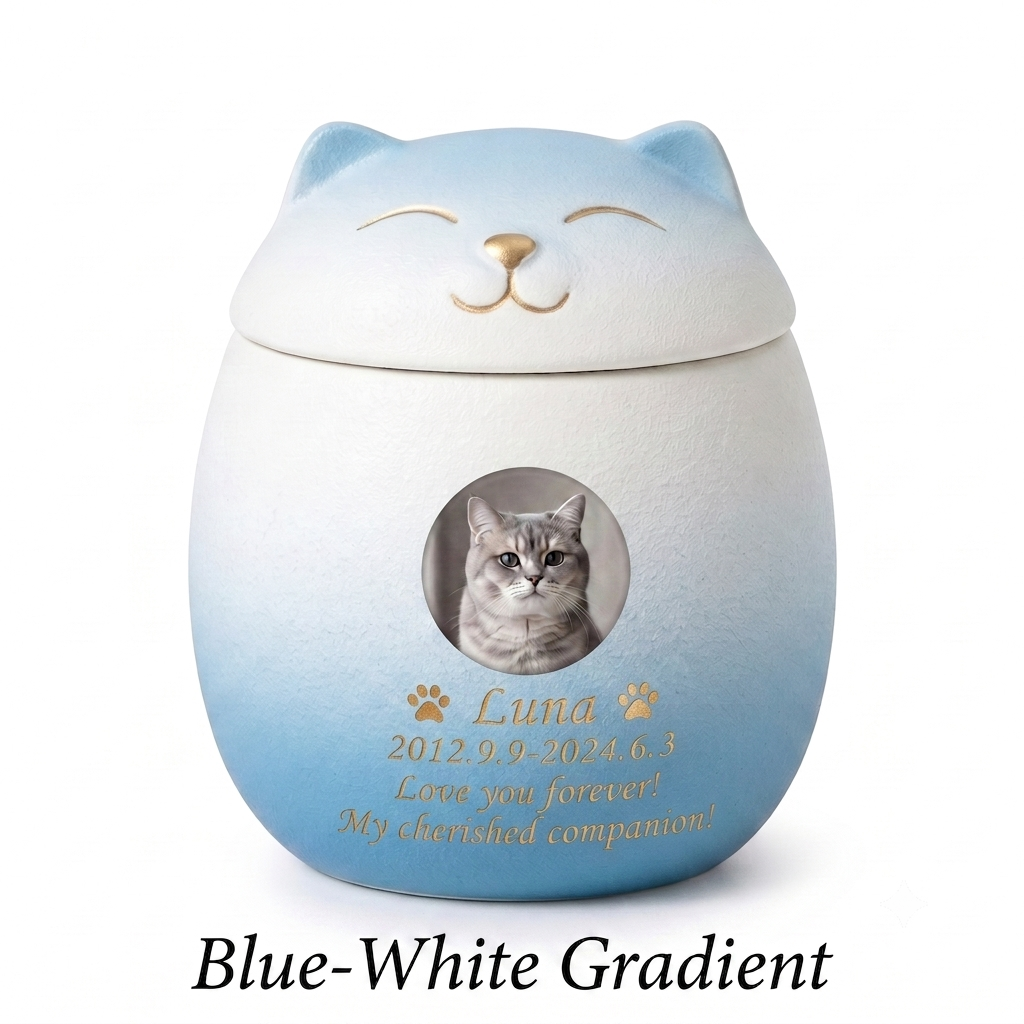 PHABULS Custom Pet Urn for Ashes Ceramic Dog Cat Memorial with Photo