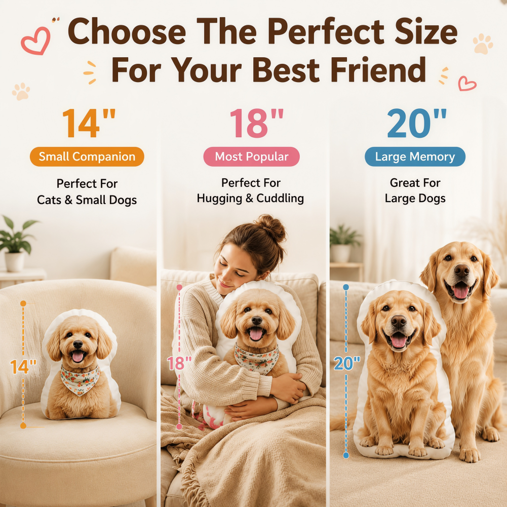 Custom Pet Pillow from Photo, Double-Sided 3D Shaped Picture Plush Animal