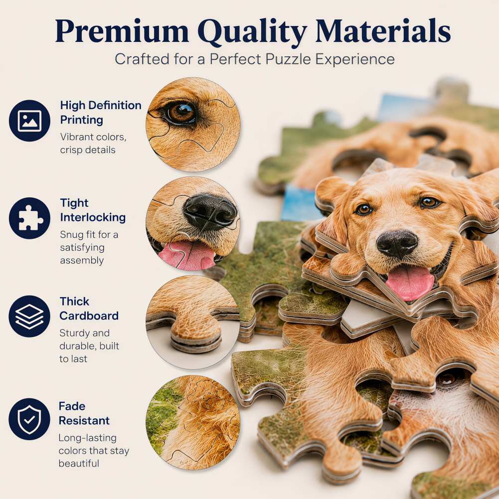 Custom Wooden Pet Photo Puzzle, Personalized Jigsaw 120 300 Pieces
