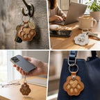 Custom Leather Pet Hair Storage Keychain Engraved Paw Memorial Keepsake
