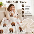 Custom Blanket with Picture, Personalized Pet Photo Face Throw