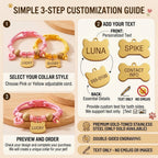 Personalized Dog Cat Collar with Engraved ID Tag, Natural Wood Bead Flea Tick Repellent Custom Pet Collar