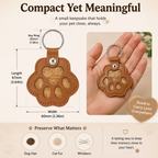 Custom Leather Pet Hair Storage Keychain Engraved Paw Memorial Keepsake