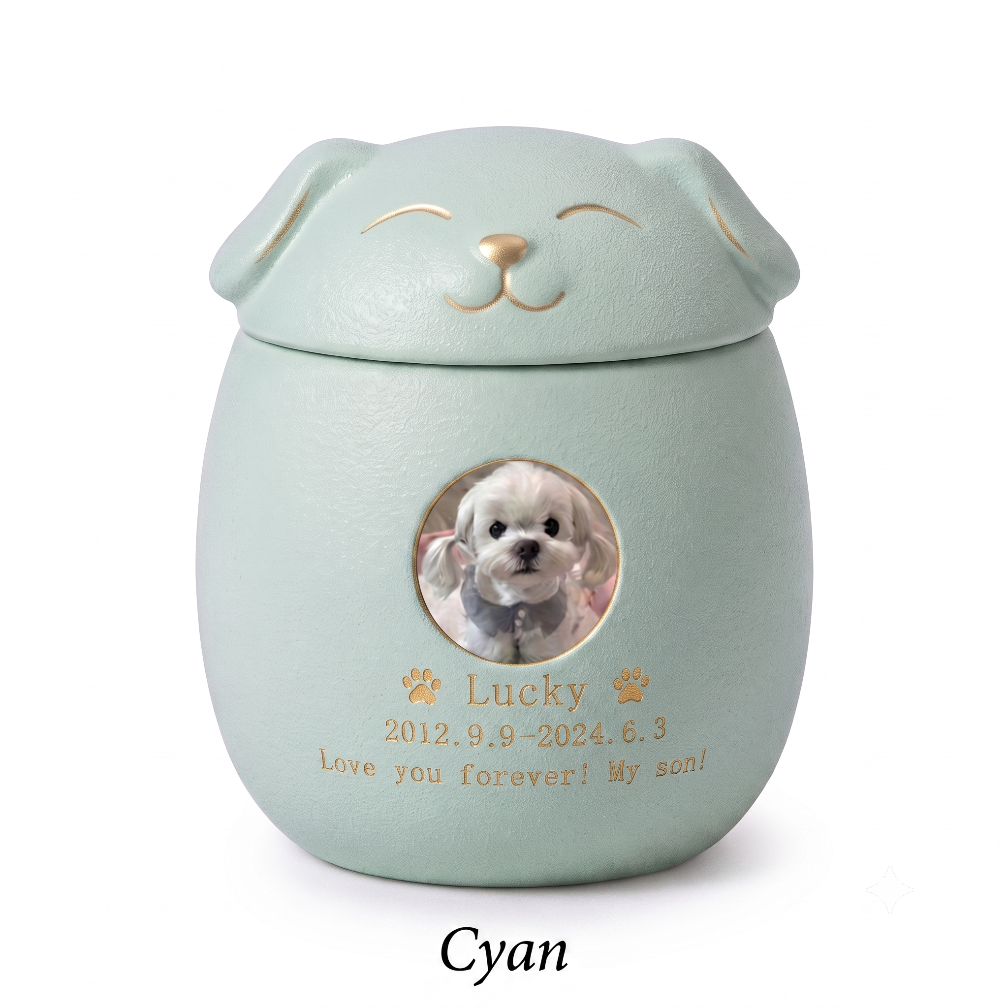 PHABULS Custom Pet Urn for Ashes Ceramic Dog Cat Memorial with Photo