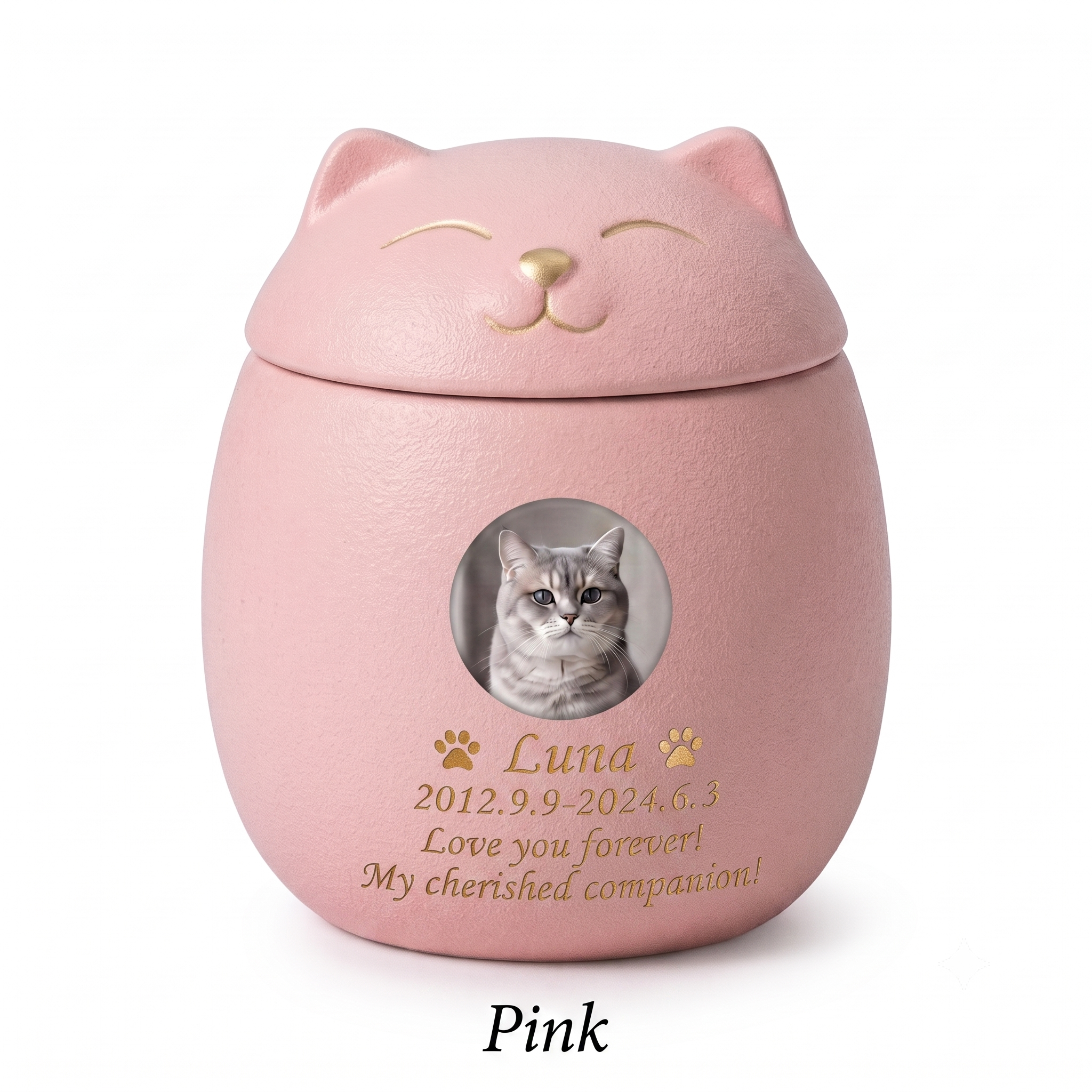 PHABULS Custom Pet Urn for Ashes Ceramic Dog Cat Memorial with Photo