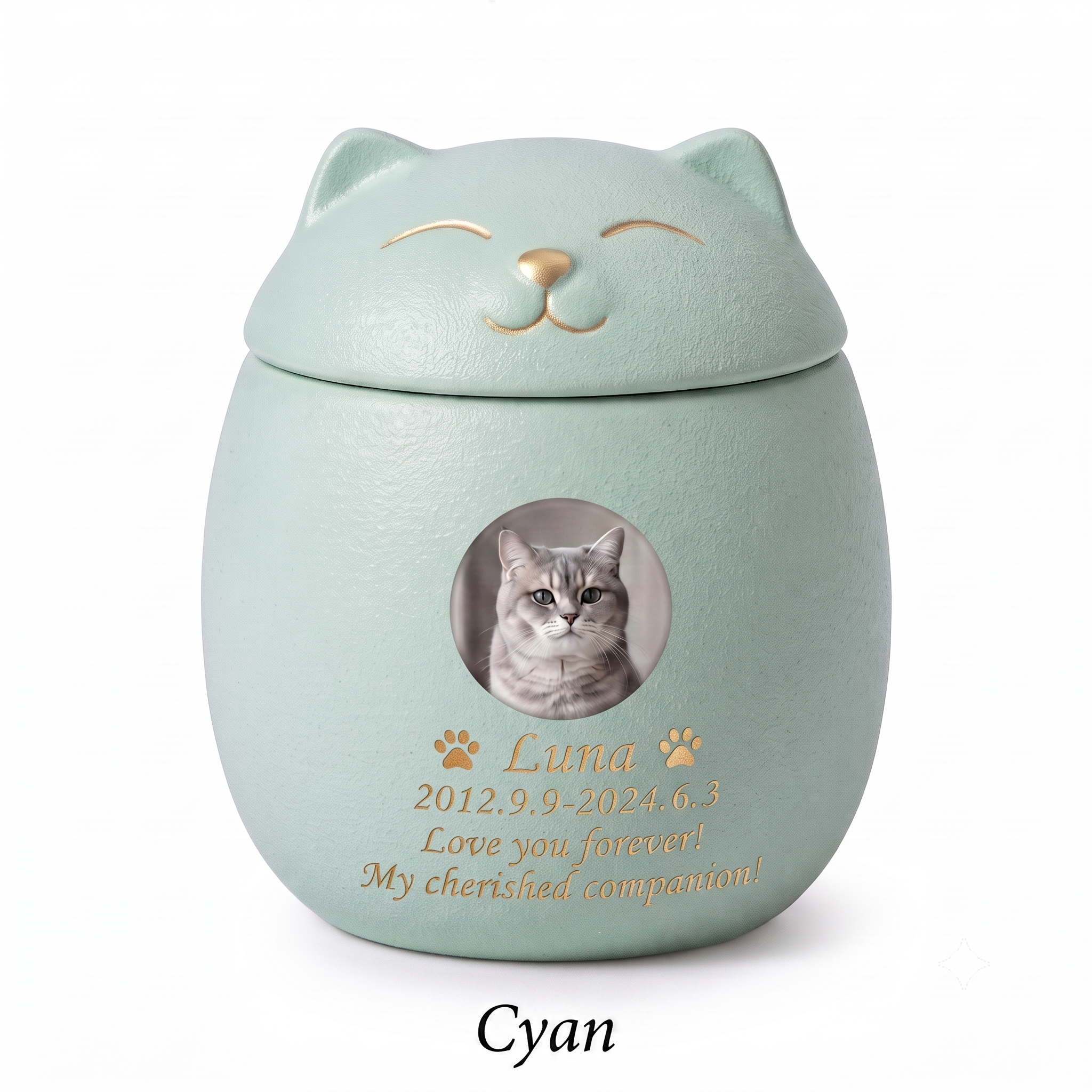 PHABULS Custom Pet Urn for Ashes Ceramic Dog Cat Memorial with Photo