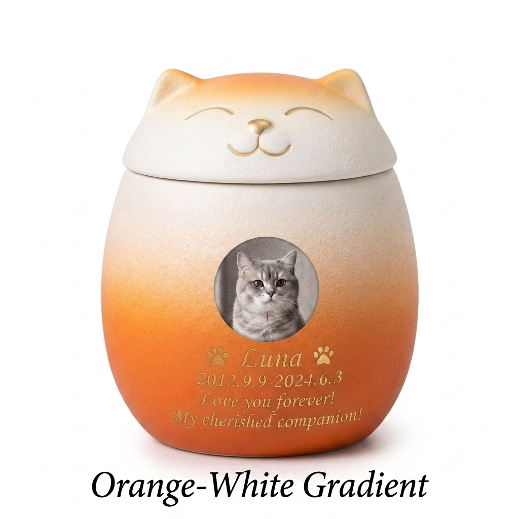 PHABULS Custom Pet Urn for Ashes Ceramic Dog Cat Memorial with Photo