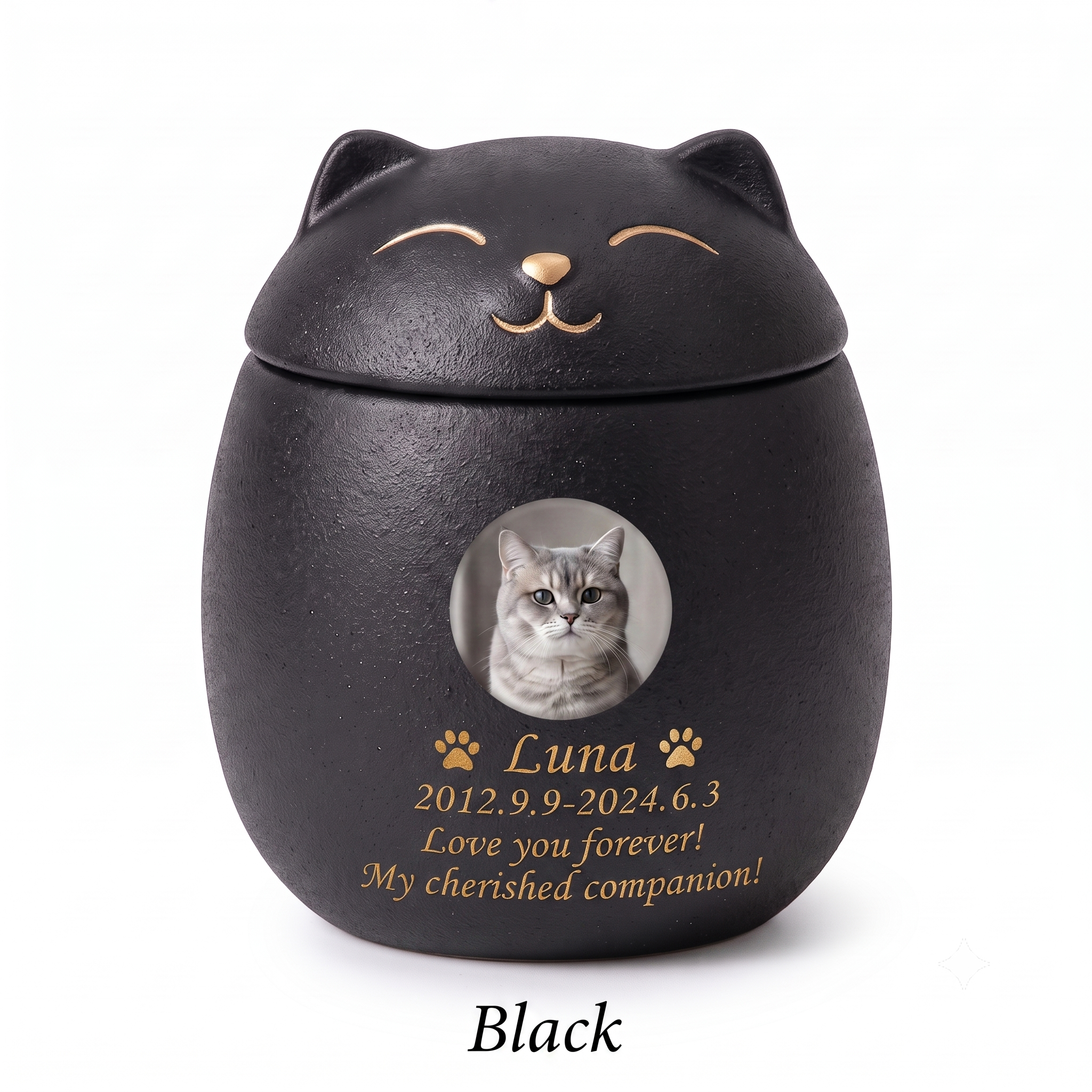 PHABULS Custom Pet Urn for Ashes Ceramic Dog Cat Memorial with Photo