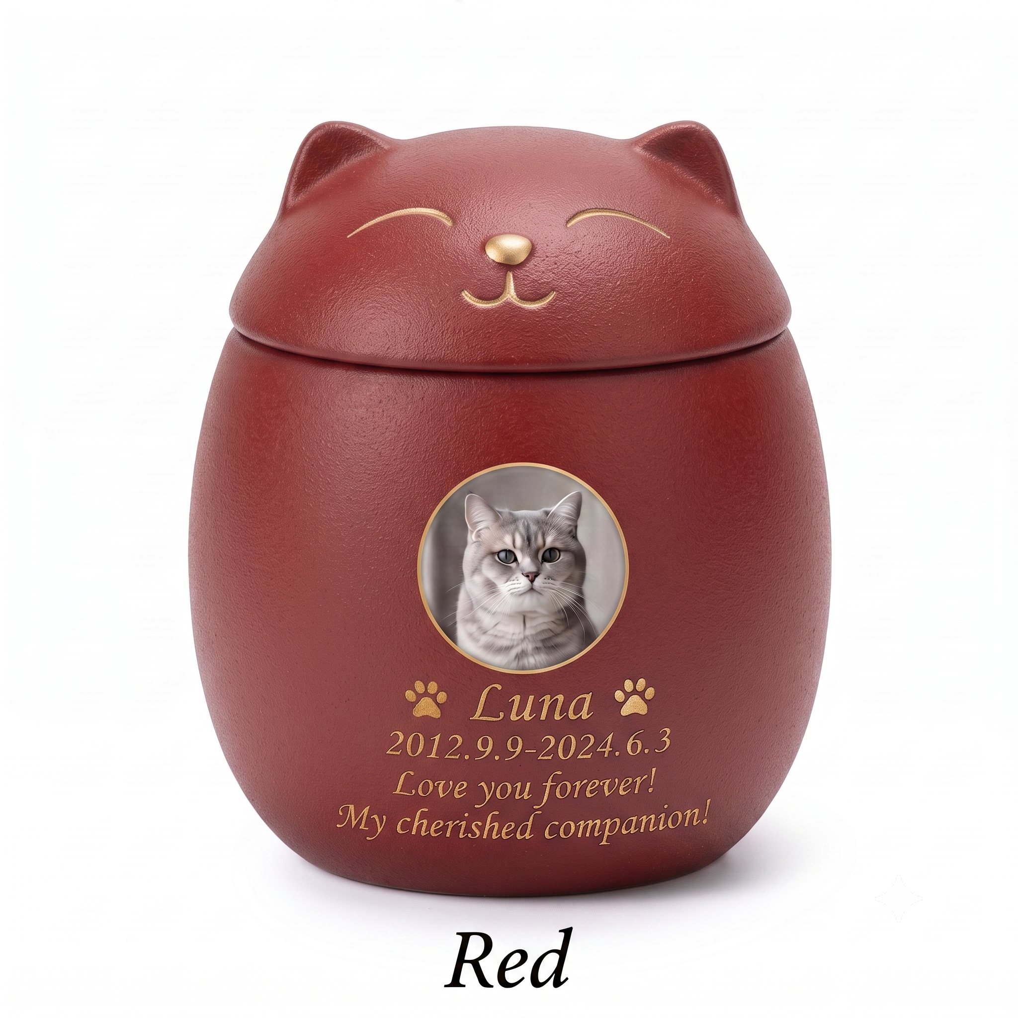 PHABULS Custom Pet Urn for Ashes Ceramic Dog Cat Memorial with Photo