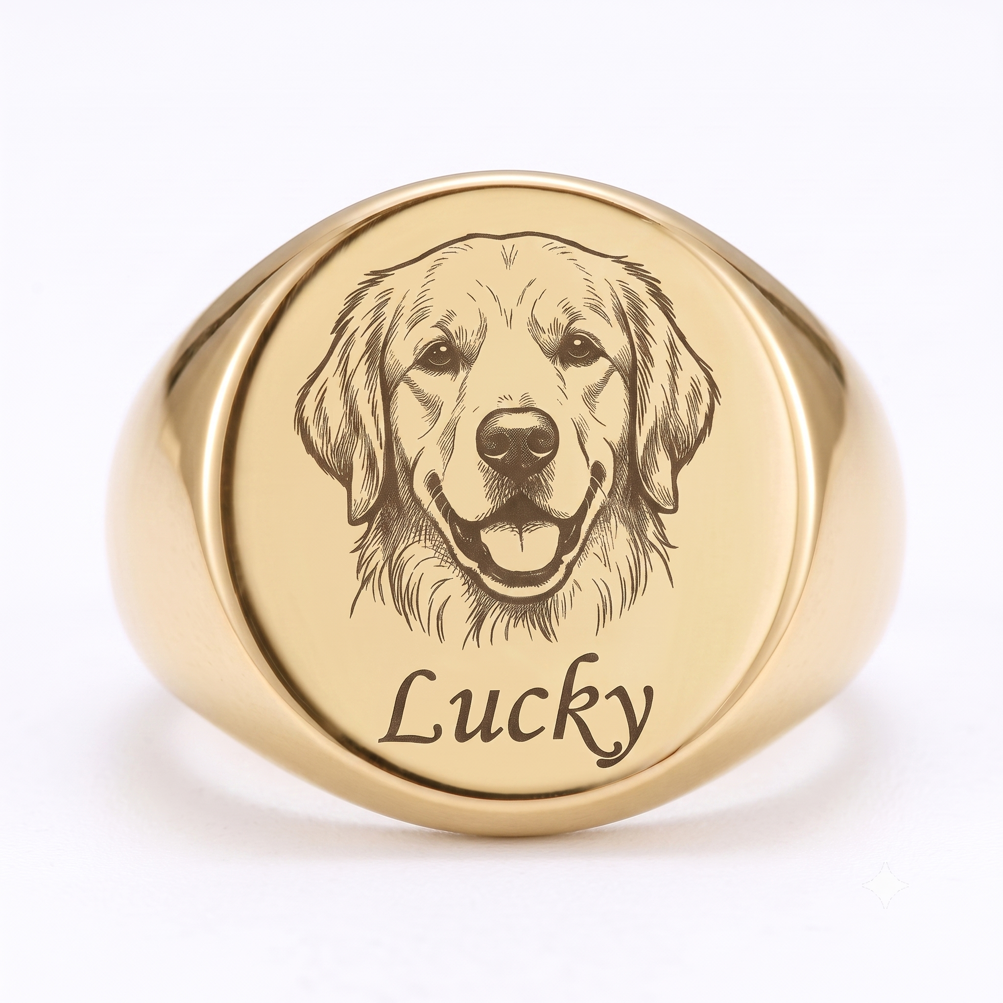 PHABULS Custom Hand-Drawn Pet Portrait Memorial Ring for Dog Cat Lovers