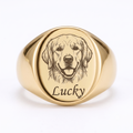 PHABULS Custom Hand-Drawn Pet Portrait Memorial Ring for Dog Cat Lovers