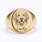 PHABULS Custom Hand-Drawn Pet Portrait Memorial Ring for Dog Cat Lovers