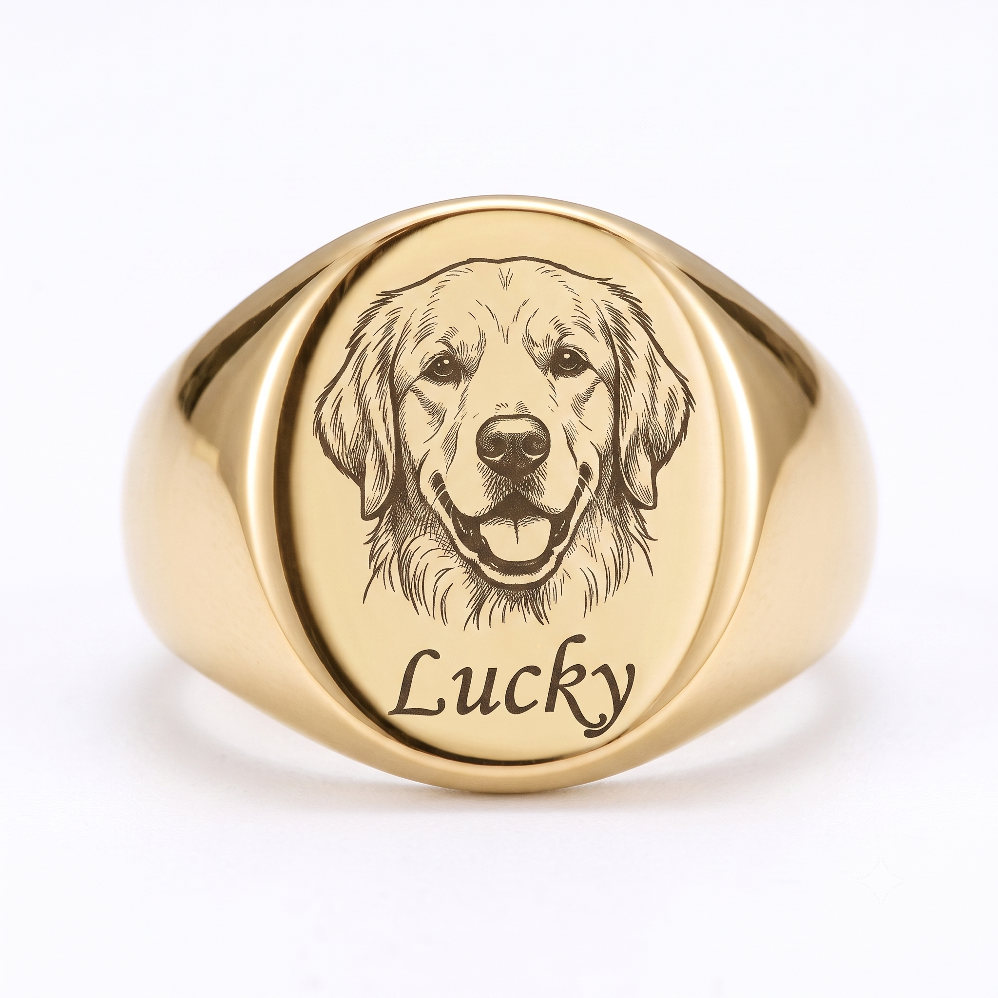 PHABULS Custom Hand-Drawn Pet Portrait Memorial Ring for Dog Cat Lovers