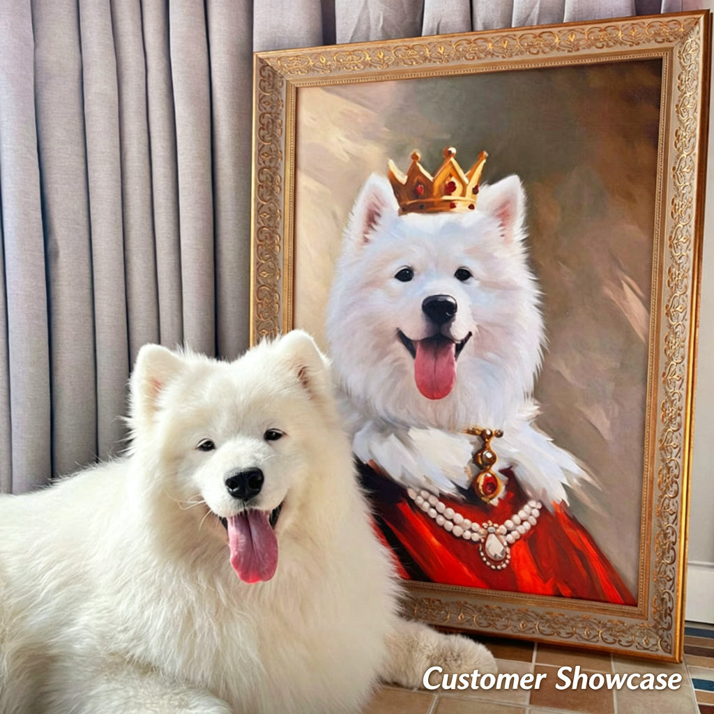 PHABULS Custom Pet Portrait Framed, Royal Renaissance Dog & Cat Art