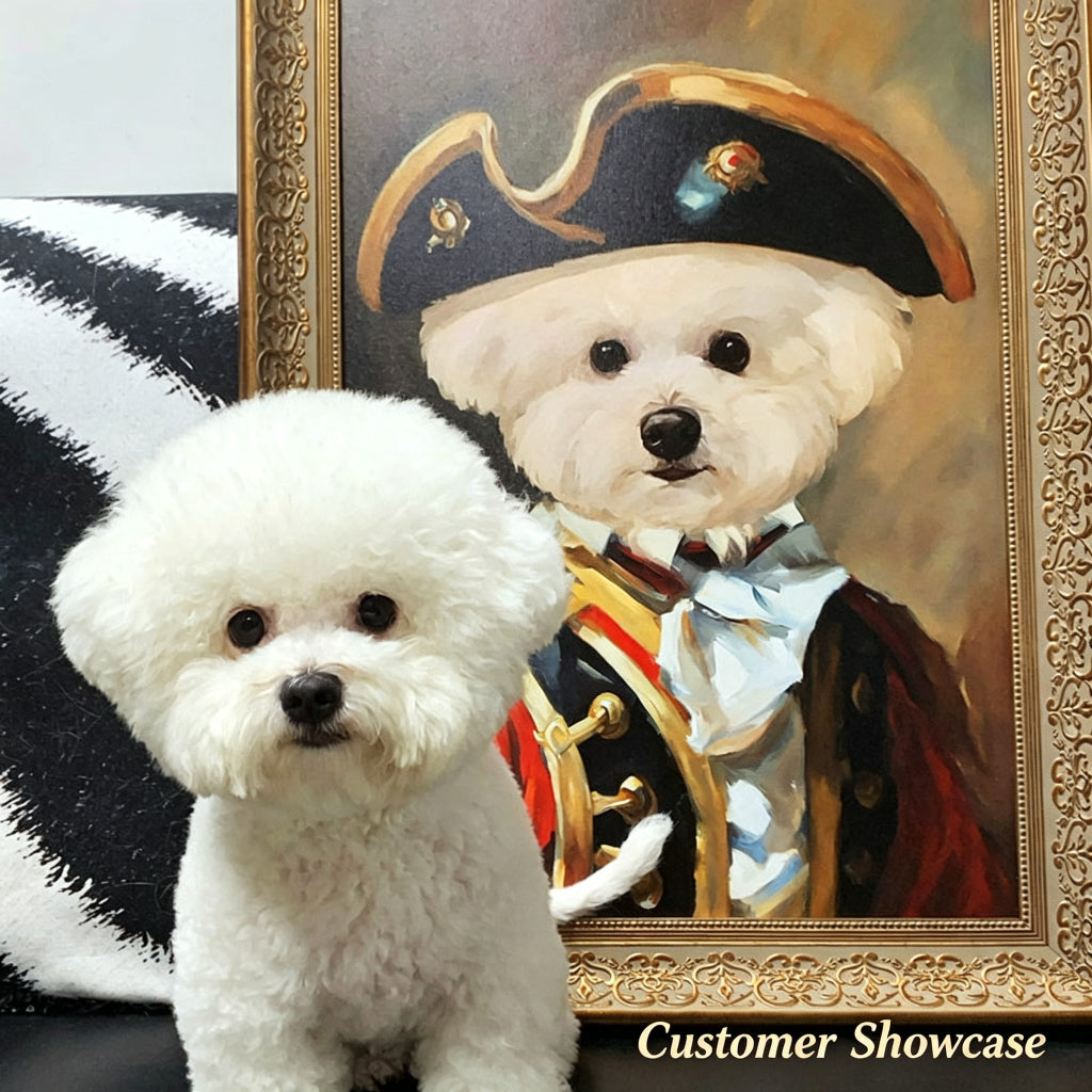 PHABULS Custom Pet Portrait Framed, Royal Renaissance Dog & Cat Art