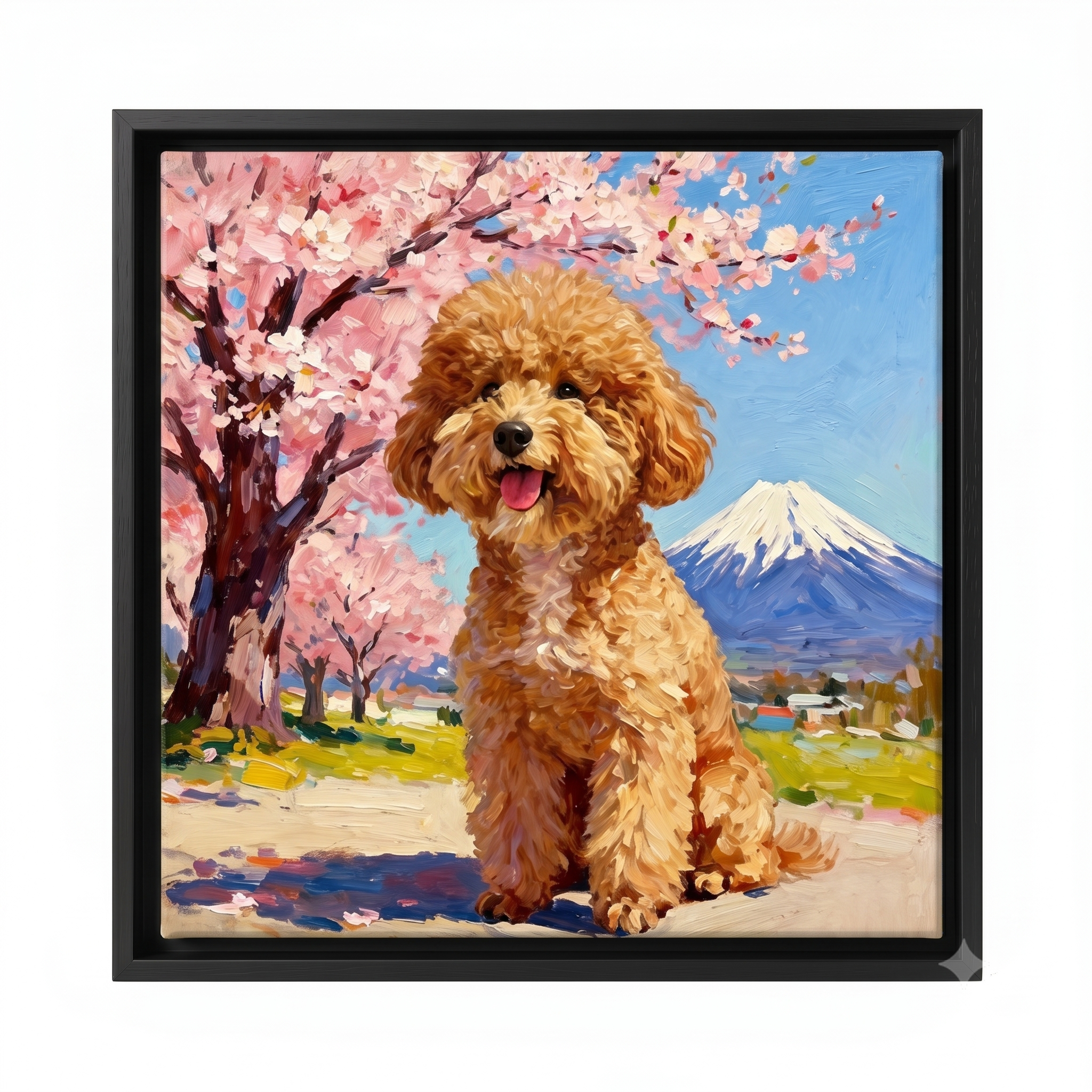 PHABULS Framed Custom Pet Portrait, Floral Fairytale Impasto Oil Painting