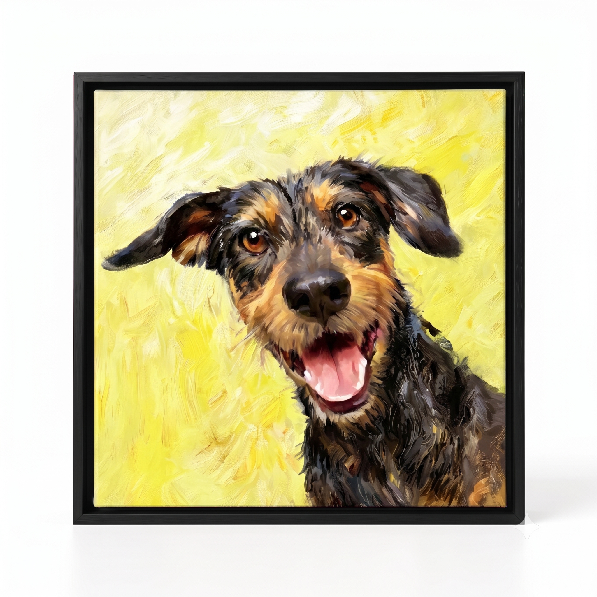 PHABULS Framed Custom Pet Portrait, Floral Fairytale Impasto Oil Painting